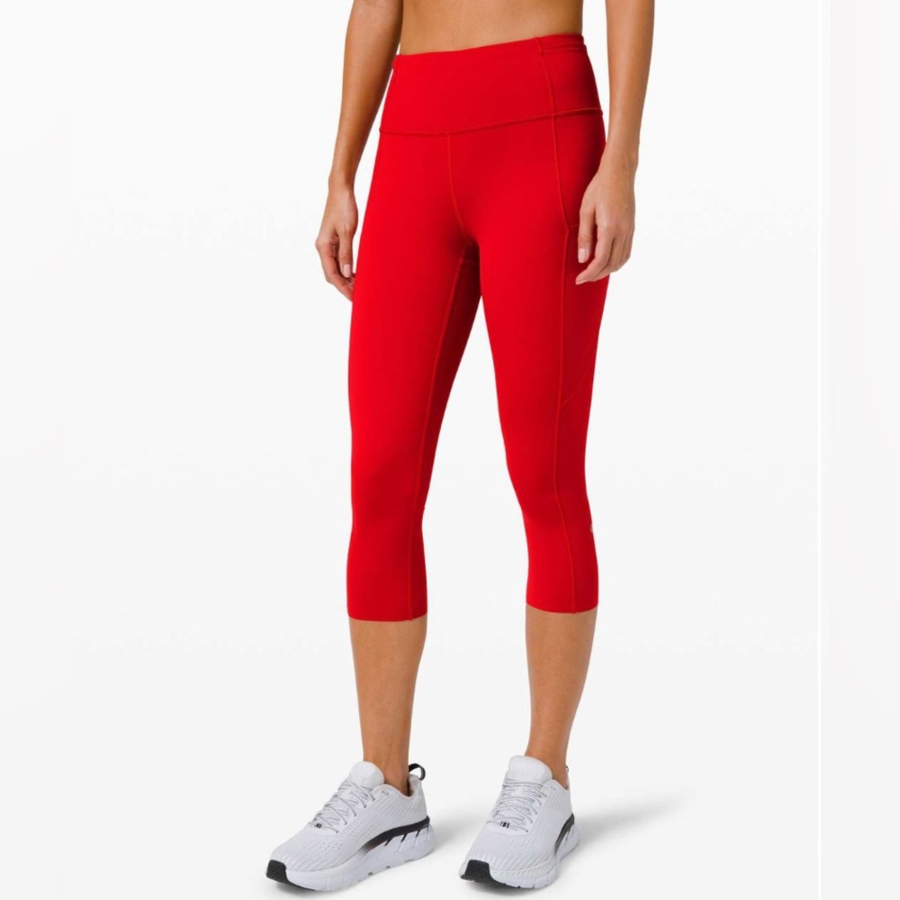 Lululemon Fast and Free Crop II 19” Non-Reflective Size 10 Dark Red